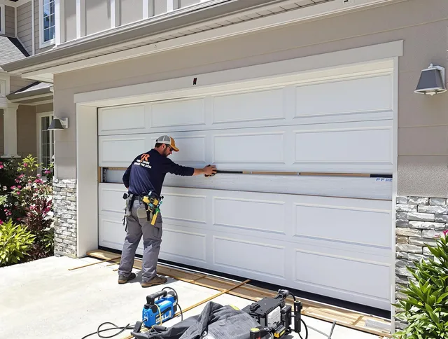 Norwalk Garage Door Repair team performing complete garage door replacement at Norwalk residence