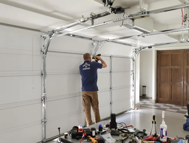 Norwalk Garage Door Repair certified technician performing precision garage door repair in Norwalk